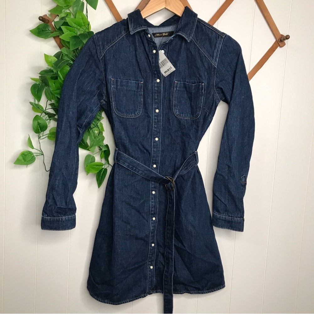 NWT Mavi Denim Tunic Women’s Long Sleeve Denim top/jacket/Dress dark Blue Small